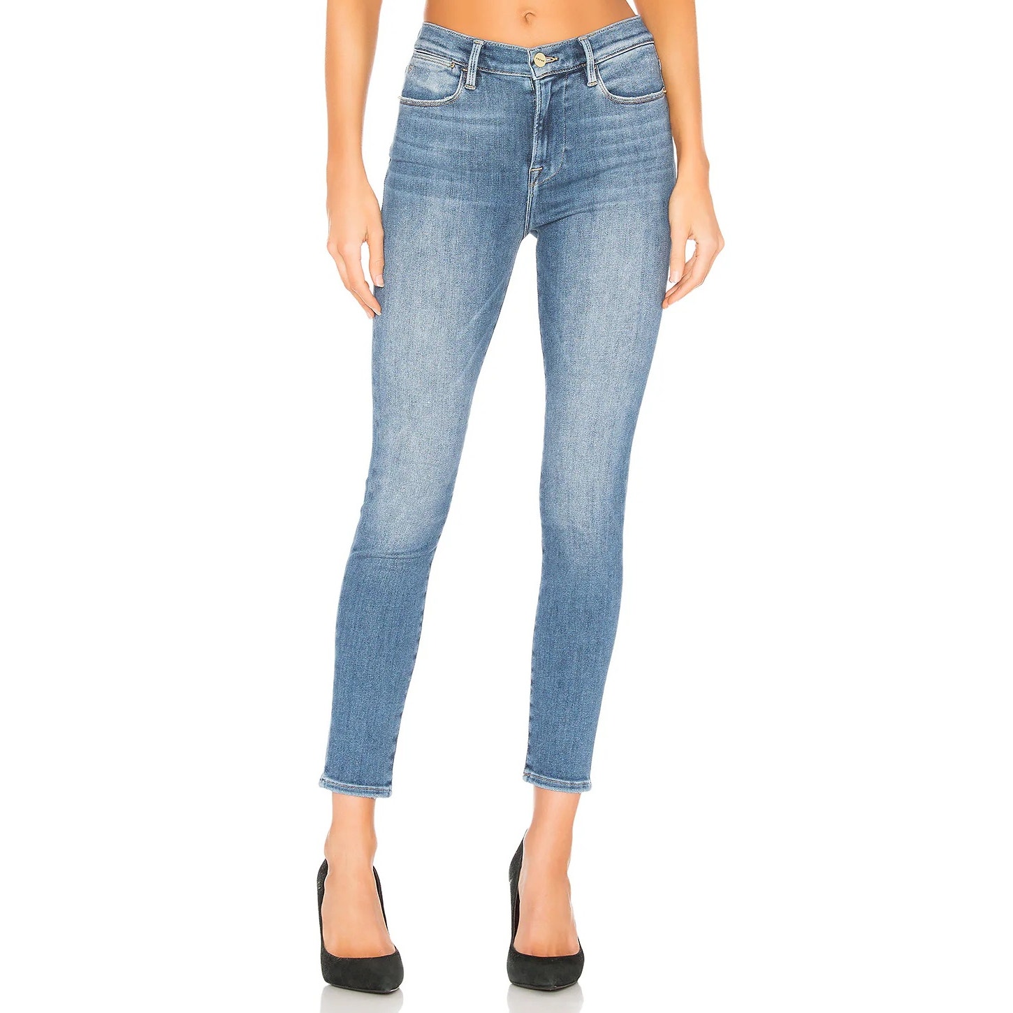 Frame Denimle High Skinny Crop Jeans Amal High Rise Whiskered 5-Pocket Size 26